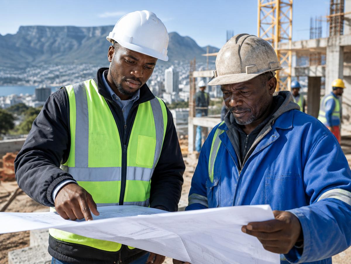 Site engineer and foreman checking the day's pours